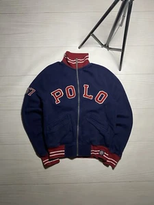 Vintage Polo Ralph Lauren USA großes gesticktes Logo y2k Reißverschluss kleiner Mann dunkelblau - Bild 1 von 15