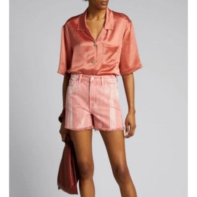 Pantalones cortos de mezclilla de tiro alto deshilachados con corte rosa Jules marca J 30 nuevos con etiquetas Foto 1 de 4