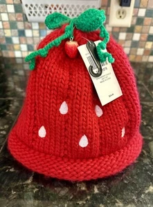 NWT Strawberry Knit Cap Hat Beanie with Charm - Picture 1 of 2