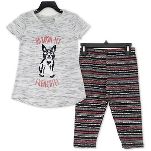 Blush Girl's 2-Piece Sequin Tee and Capri Leggings Set, size 5, Grey / Black - Picture 1 of 6
