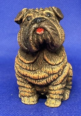 Estatuilla de perro Shar Pei chino 1989 - Estatua de resina arrugada de 2,5" de colección Foto 1 de 4