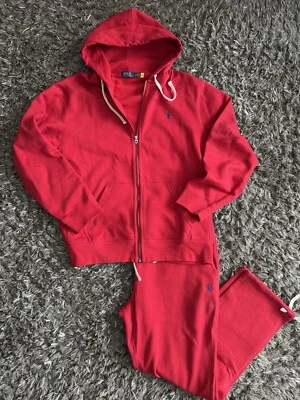 Nuevo conjunto de sudadera polar Polo Ralph Lauren para hombre talla XL $300 sudadera con capucha roja y jogger Foto 1 de 4