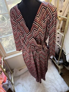 NWT Pure collection pink chevron print silk jersey tie waist dress size 14/16 - Picture 1 of 8