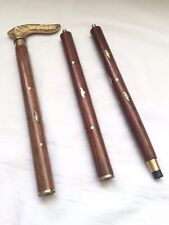 VINTAGE 3 PIECE WOODEN BRASS WALKING STICK SEE OUR OTHER BARGAIN ITEMS