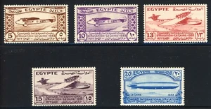 Egypt 1933 Aviation Sc# 172-176 Mint Original Gum Never Hinged Pristine Gem 🔥 - Picture 1 of 2