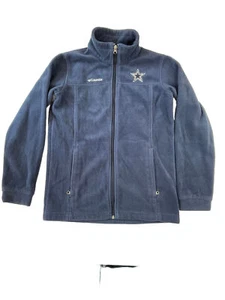 Columbia logo calcio cowboy donna blu navy cerniera intera in perfette condizioni taglia large B6 - Foto 1 di 5