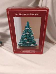 St. Nicholas Square Lighted 11" Ceramic Christmas Lighted Tree IN BOX - Picture 1 of 11