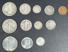 Lot de 9 pièces d'argent vintage obsolètes et 3 autres pièces obsolètes.