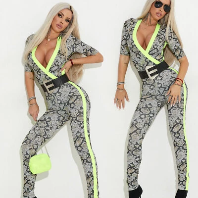 By Alina Mexton Damen Overall Jumpsuit Hosenanzug Catsuit snake Neon XS 34 - Bild 1 von 3