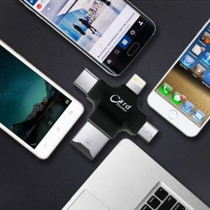 Lector de tarjetas TF 4 en 1 8 pines + Micro USB + Tipo-C + USB para iPhone MacBook - Imagen 1 de 7