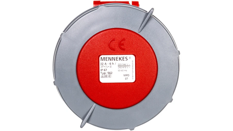 Portable socket 1-piece 32A 5p 6h 400V IP67 AM-TOP screw terminals MEN562 /T2ES - Imagen 1 de 1