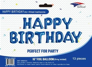 16" Dark Blue Foil Balloons Happy Birthday Banner Decoration Events Party - Picture 1 of 5