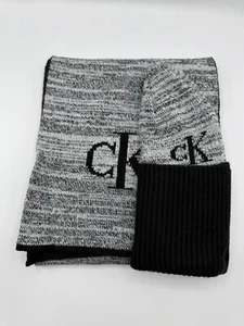 Calvin Klein Jeans 2-teiliges Set Mütze & Schal schwarz weiß CK Logo - Neu - Bild 1 von 7