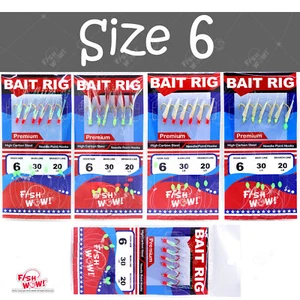 Plataformas de cebo de pesca talla 6 Premium sabiki 6 ganchos - Imagen 1 de 9