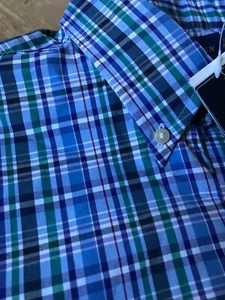 Ralph Lauren Mens Small S Performance Blue Plaid Classic Fit Shirt NWT - Picture 1 of 12