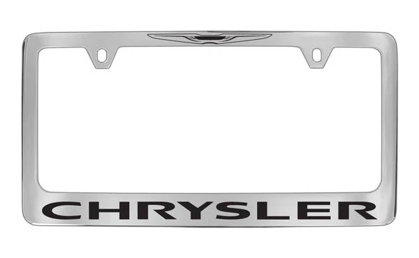 Soporte para marco de matrícula de metal cromado con logotipo de Chrysler Foto 1 de 1