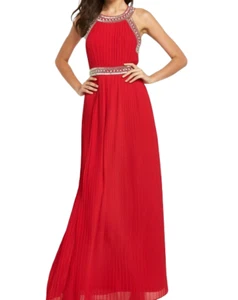 TFNC Women's Red Pleated Cocktail Wedding Sleeveless Maxi Long Dress UK 8 36 £99 - Picture 1 of 4