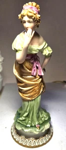 Capodimonte 11" Viktorianische Dame handbemalte Porzellan Figur signiert "B. Merli" - Bild 1 von 12