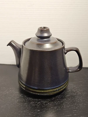 Denby- Bokhara/Kismet  Teapot -Stoneware Dark Blue W/ Green Trim. 2 Qts Approx.  - Image 1 of 4