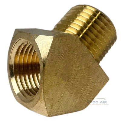 45 Degree 1/2" NPT Pipe Thread Brass Street Elbow Fitting 50131 - Image 1 of 4