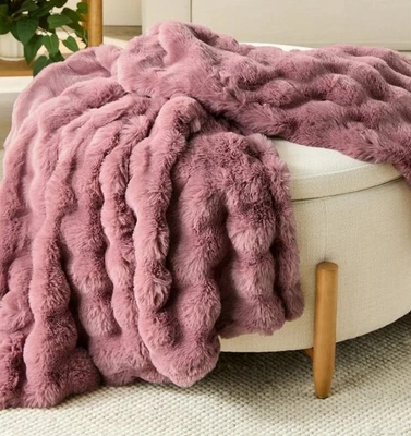 Violet Bubble Faux Fur Ultra Soft Luxury Oversized Throw Blanket 50" x 72" Pink - Image 1 of 3