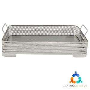 Stainless Steel Perforated Sterilization Basket 16 x 11 x 3 w/ Handles - Picture 1 of 3