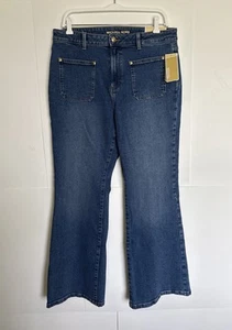 Michael Kors Women Jeans Selma Flare High Rise Front Pockets Blue Size12 NWT - Picture 1 of 14