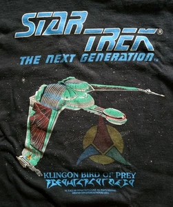 VTG 1991 Star Trek The Next Generation Klingon Bird of Prey Black T-Shirt Large - Picture 1 of 6