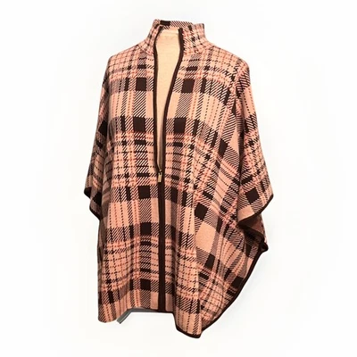 Jones New York Signature Suéter Cremallera Completa Tejido Poncho Capa Cárdigan L/XL Cuadros Foto 1 de 4