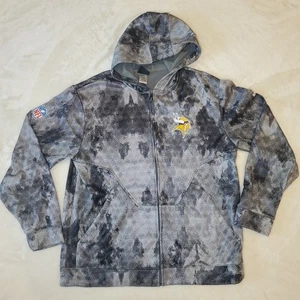 Minnesota Vikings XL Full Zip Geometric Themed Hoodie Sweatshirt NFL Reebok - Picture 1 of 8