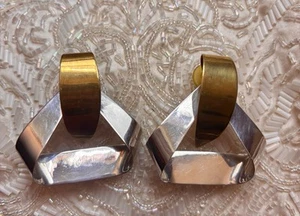 Orecchini Vintage Taxco Messico Modernariato Fiocco Argento Sterling e Ottone Modernariato - Foto 1 di 9