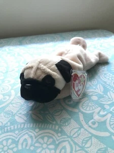 MNWMT TY Beanie Baby 1996 Pugsly The Dog Pug Rare Plush Retired Tags Dog Gift - Picture 1 of 8