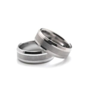 6/8mm Men's Tungsten Carbide Brushed Satin Finish Wedding Band Ring Comfort Fit