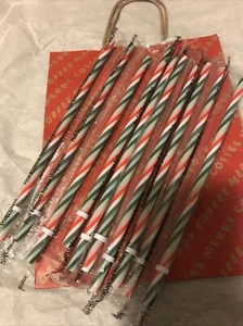 NEW Lot of 10x 2020 Starbucks Holiday VENTI 9.5" Cold Cup Straws Green Red White - Picture 1 of 4