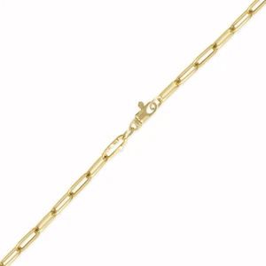 14K Yellow Gold Hollow Paperclip Bracelet 5mm 7.5" - Paper Clip Chain Link Women - Picture 1 of 1