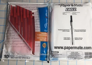 20 PaperMate Ballpoint Stick Pen Red Ink Medium Point Eagle Paper Mate (2x10) - Picture 1 of 2