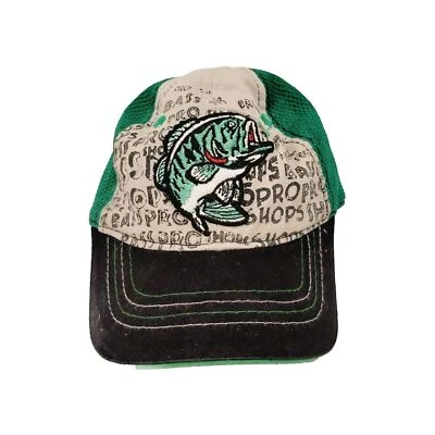 Bass Pro Shops Green Baseball Cap Snapback Hat Largemouth Bass Patch Toddler - Image 1 of 4