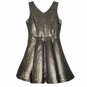 Marciano Girls Metallic Dress Small 7 / 8 Fit and Flare V-Neck Sleeveless Kids - Picture 1 of 10