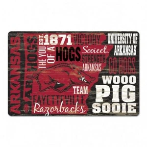NCAA Arkansas Razorbacks 11x17 Wordage Collage Design Wood Team Wall Sign - Picture 1 of 1