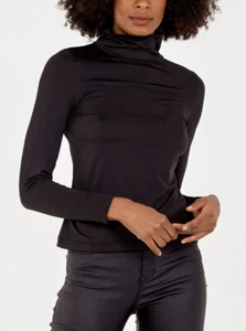 Neu langärmeliges Damen-T-Shirt Fleece gefüttert Rollausschnitt Schildkrötenausschnitt Brandneu mit Etikett - Bild 1 von 2