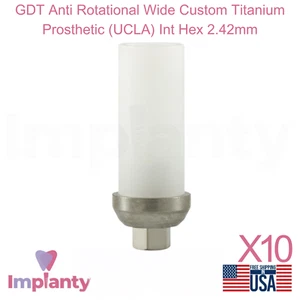 10x GDT Anti Rotación Ancho Personalizado Titanio Prótesis (UCLA) Int Hex 2.42mm - Imagen 1 de 5
