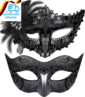 Goenb 2 Stück Venezianische Maske Damen Herren, Maskenball Maske Damen Herren Ve - Bild 1 von 4