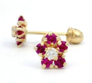 Tioneer Ohrringe 6 mm Cluster Stern mit CZ 14k Gelbgold Schraubverschluss - Bild 1 von 2