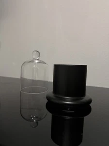 Luxury Empty Glass Cloche Bell Candle Jars With Lids Black Matte - Picture 1 of 3