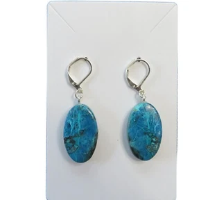 Chrysokoll Ohrhänger Versilbert Edelstein Ohrschmuck Nr. E10121 - Bild 1 von 2