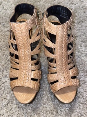 Elizabeth And James Cage Sandal Wooden Platform Heel 7.5M Leather - Image 1 of 4