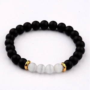 8MM Natural Lava Cats Eye Stone Hand Beads Charm Men Women Fashion Bracelets - Picture 1 of 4