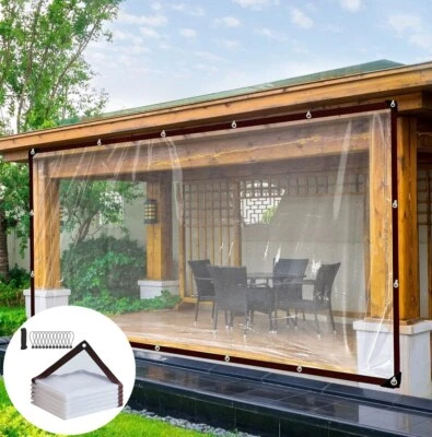 Waterproof Clear Tarp with Grommets Heavy Duty Vinyl Tarpaulin Cover Outdoor Use