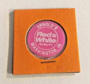 50 Cent - Pink Token - Food Stamp Credit - Arnold's Washington, IN - Red & White - Picture 1 of 2