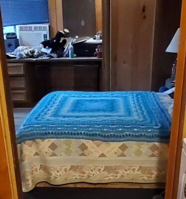 Cobertor de crochê feito à mão tamanho completo - Imagem 1 de 2